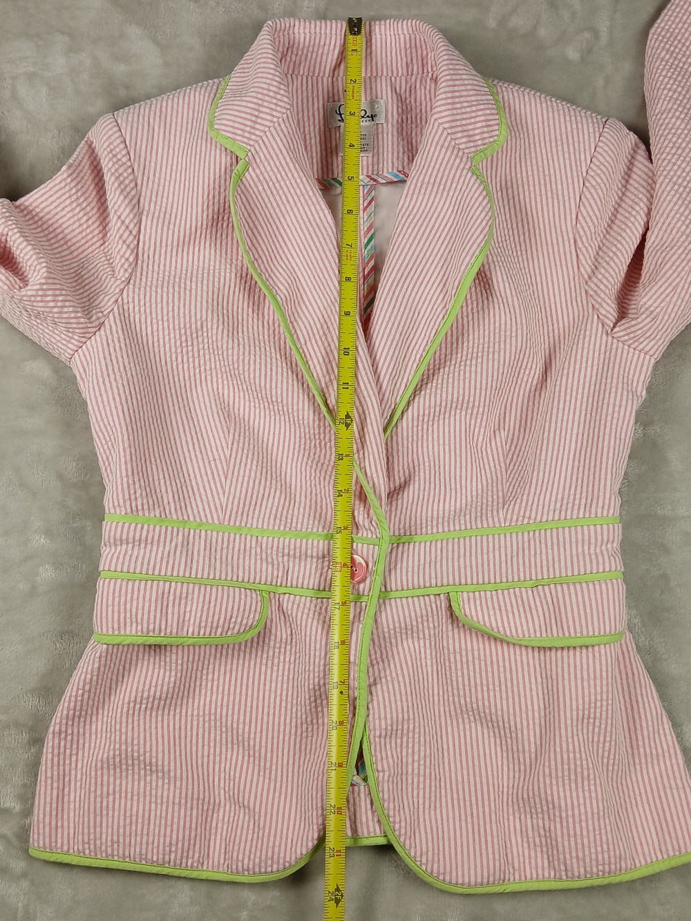 Lilly Pulitzer Janice Blazer 4 Women's Seersucker Pink Jacket Striped - Picture 9 of 12